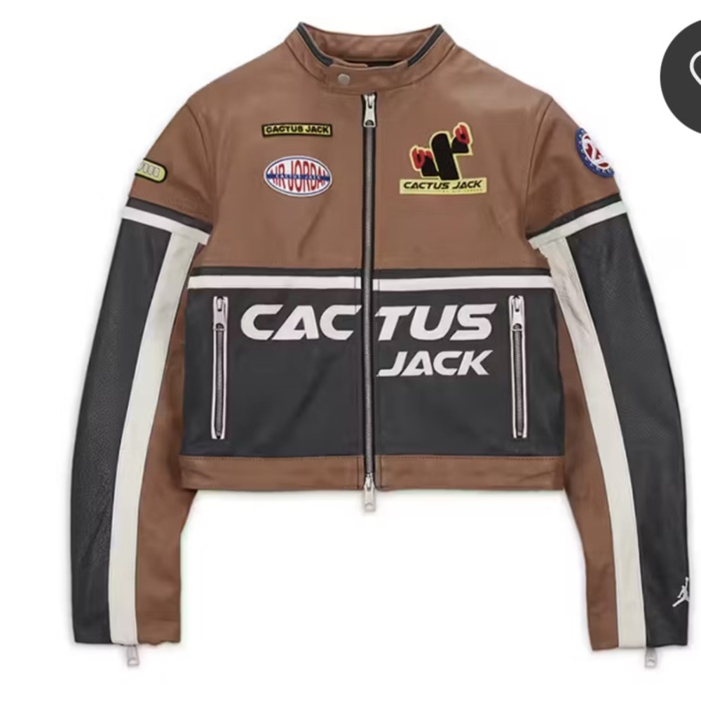 size small Women’s Travis scott Jordan Cactus Jack leather motorcycle Jacket